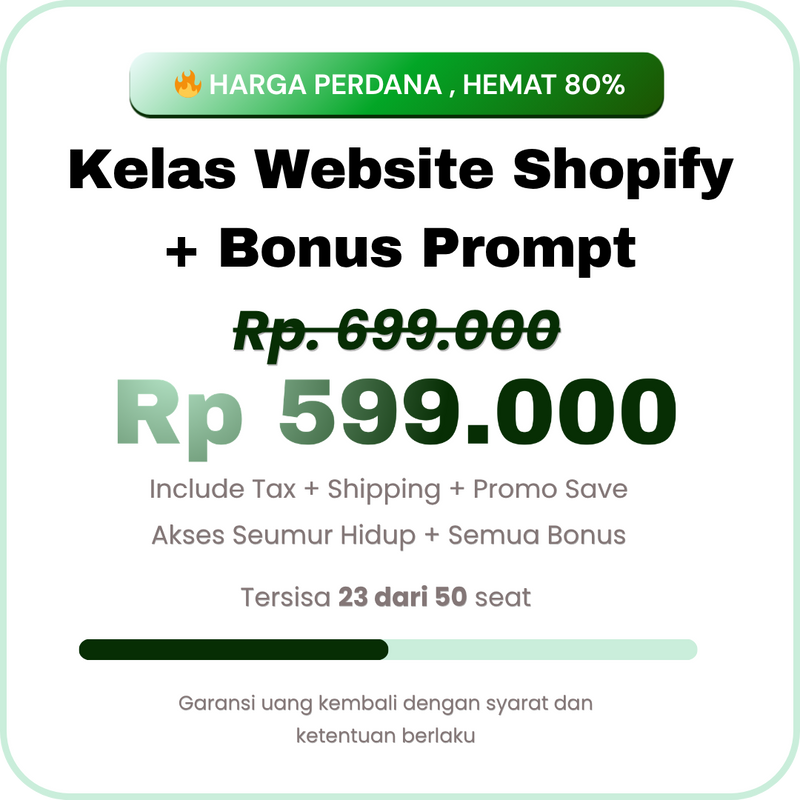 KELAS WEBSITE SHOPIFY & WORDPRESS + PROMPT AI