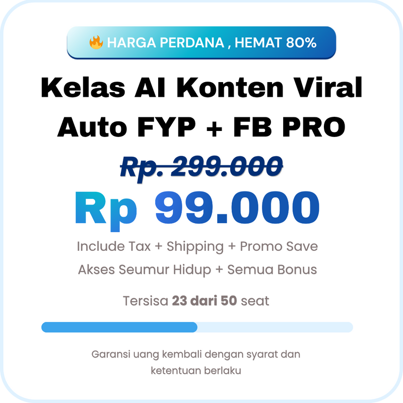 Kelas Ai Konten Viral + FB PRO + Video Learning + Bonus